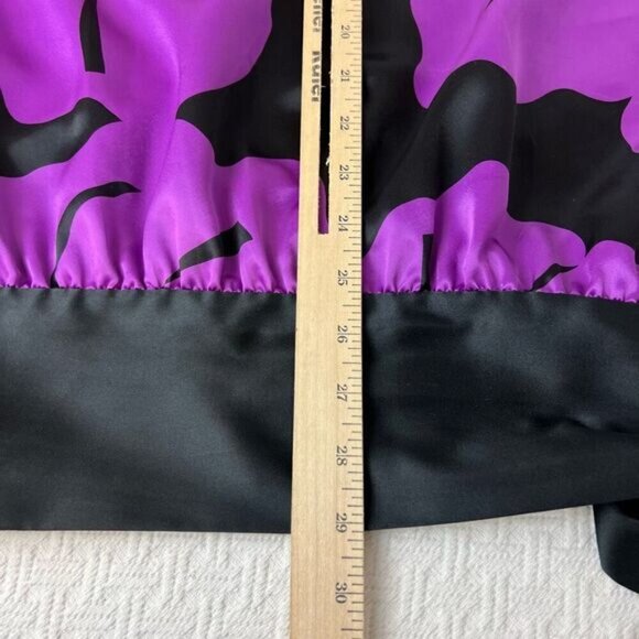 VTG Oscar De La Renta Purple Swirl Black Waist Kaftan Long Sleeve Top Medium - Picture 9 of 10